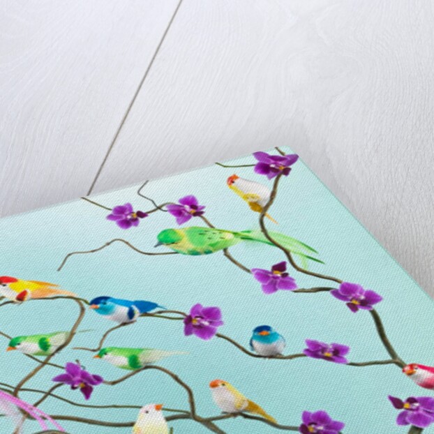 Fake birds on branches by Assaf Frank